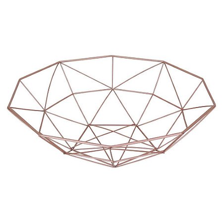 Centro de Mesa Fruteira Em Metal Rosé 11x40x40cm Decor