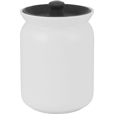 Pote de Cerâmica Branco 850ml Glow Tampa Silicone 14x10cm