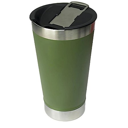 Copo Térmico Verde Parede Dupla Com Tampa E Abridor 473 ml