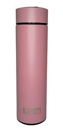 Garrafa Térmica Lifek Rosa 480ml Display Temperatura Inox