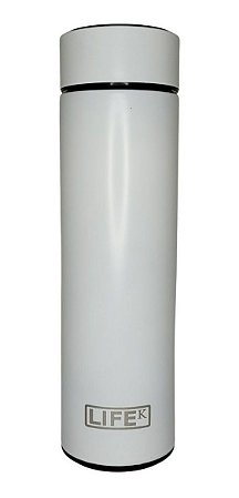 Garrafa Térmica Lifek Branca 480ml Display Temperatura Inox