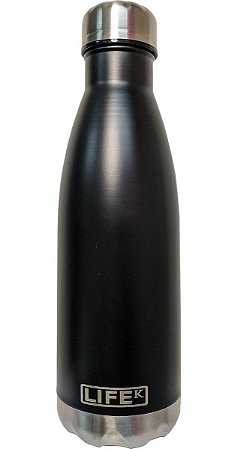 Garrafa Com Tampa Parede Dupla Térmica Inox 500 Ml Preto