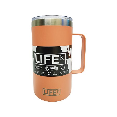 Caneca Térmica Laranja 710ml Inox P/ Vinho Cerveja Café Suco