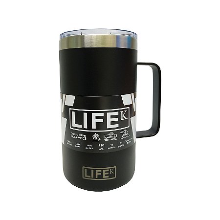 Caneca Térmica Preta 710ml Inox P/ Vinho Cerveja Café Sucos