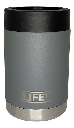 Porta Lata Térmico Cinza Em Aço Inox Parede Dupla 355ml
