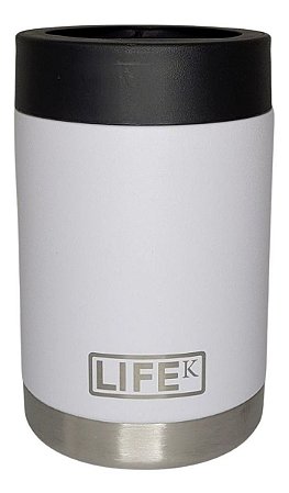 Porta Lata Térmico Branco Em Aço Inox Parede Dupla 355ml