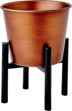 Cachepô Octave em Metal Cobre com Suporte Decorativo 19x15cm