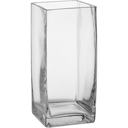 Vaso De Vidro Transparente Decorativo Flores Casa 25x11x11cm