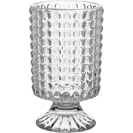 Vaso De Vidro Transparente Decorativo Enfeite 18x10x10cm