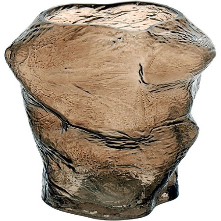 Vaso De Vidro Âmbar Para Decoração Flores Casa 21x18x18cm