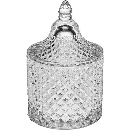 Pote de Vidro Transparente Para Armazenamento Comidas 10x6cm