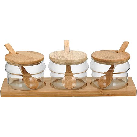 Porta Condimento Table Com Suporte Borossilicato 9X29cm 3Pçs