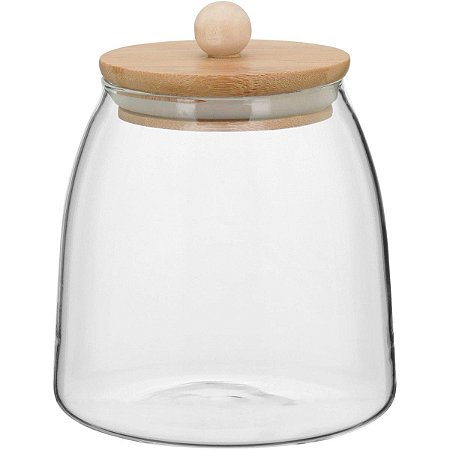 Pote Table Tampa Bambu Borossilicato Alimento 650Ml 13X11XCm