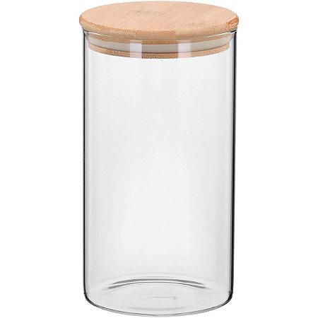 Pote Table Com Tampa Bambu Borossilicato 1,2L 18X10X10Cm