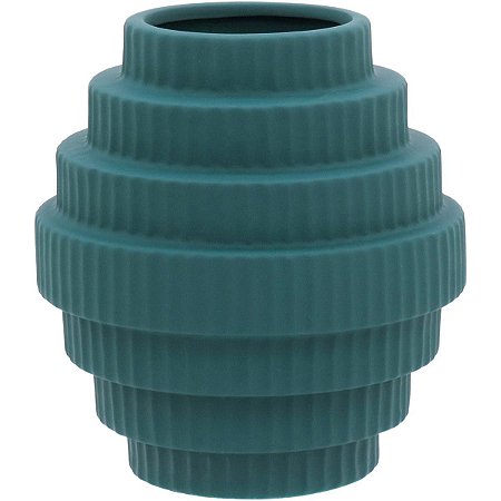 Vaso Thesla De Cerâmica 16X15X15Cm Azul Decorativo Casa Mesa
