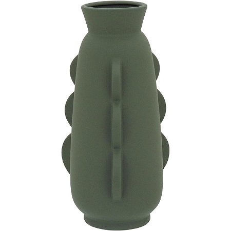 Vaso Luxor De Cerâmica 28X14Cm Verde Decorativo Mesa Jardim