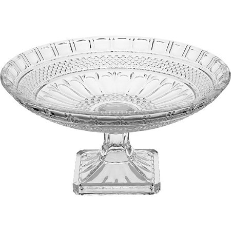 Centro De Mesa Brandon Com Pé De Cristal Luxo 17X33X33Cm
