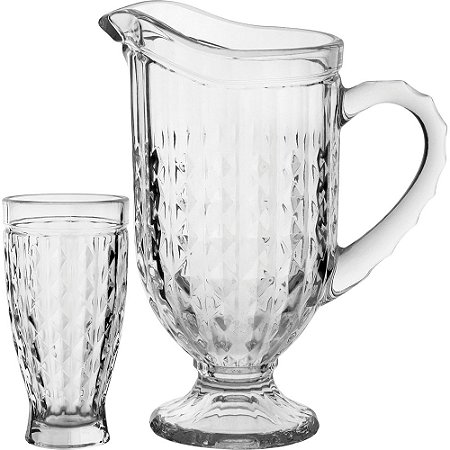 Jogo de Jarra/Copos Dafina De Cristal Eco 1L/280Ml Chique