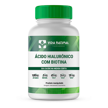 Ácido Hialurônico com Biotina + Vitaminas C D e E em Cápsulas - Vida Natural