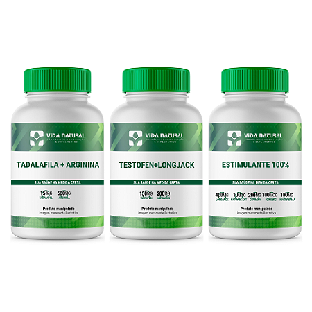Tadalafila + Arginina-120caps + Testofen + Long Jack-60caps- Compre o Combo e ganhe grátis nosso Estimulante 100%-60caps