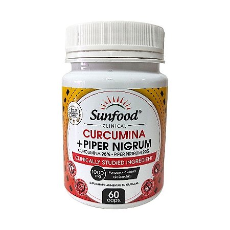 Curcumina 95% + Piper Nigrum 25% 1000mg 60 caps Sunfood Clinical - Antioxidante e Antiinflamatório