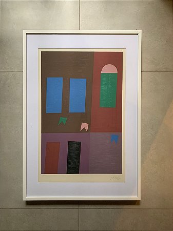 Alfredo Volpi - serigrafia 96x66cm - "Fachada e Bandeirinhas"