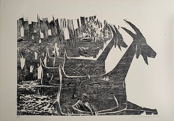 Calasans Neto - xilogravura 35x45cm - "Cabras"