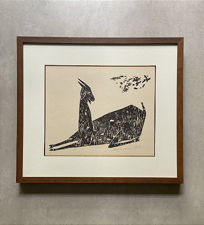Calasans Neto - xilogravura 35x45cm - "Cabras"