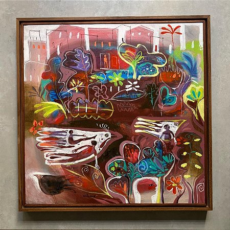 Jorge Galeano - acrílica sobre tela - 60x60cm - "Voando com os pássaros"