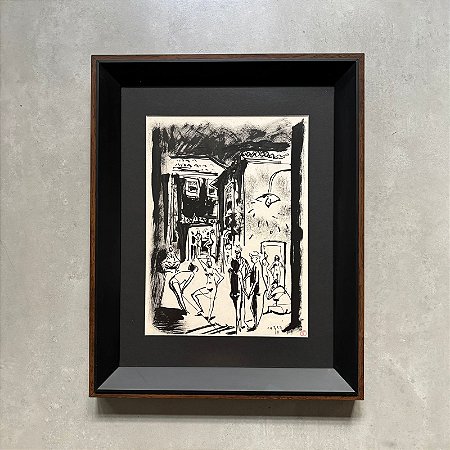 Carybé - nanquim - 33x24cm - "Noite no centro"