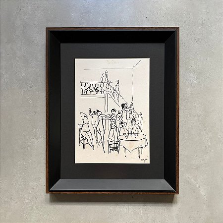 Carybé - nanquim - 33x24cm - "Festa no salão"