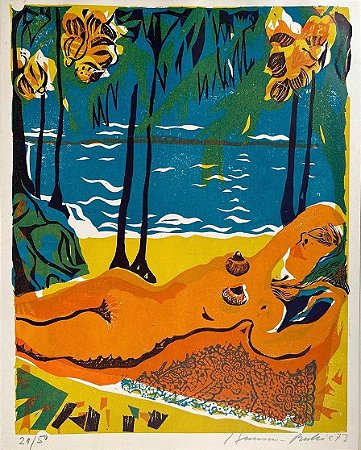 Hansen Bahia - xilogravura colorida - 58x46cm