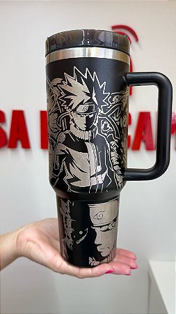 Copo Térmico Personalizado Naruto 1200ml C/tampa Canudo Alça Gravação Laser
