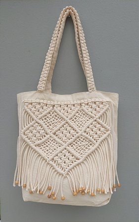 Ecobag com macramê mod 2