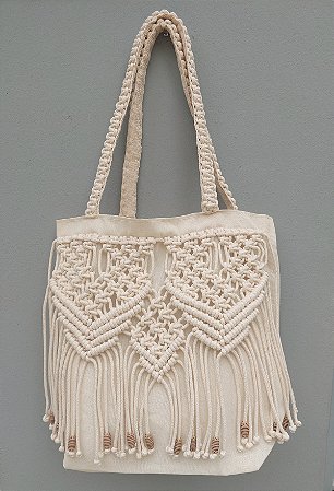 Ecobag com macramê mod 3