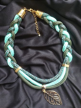 Colar têxtil Verde militar e verde bebê