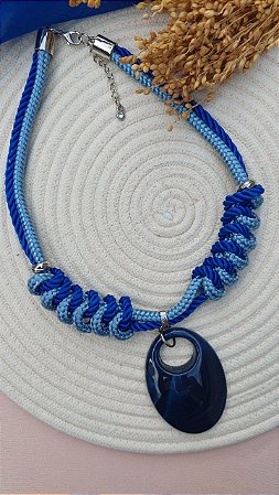 Colar Têxtil dois tons de azul