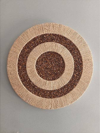 mandala Olho de Tigre 60 cm - juta e pedra natural