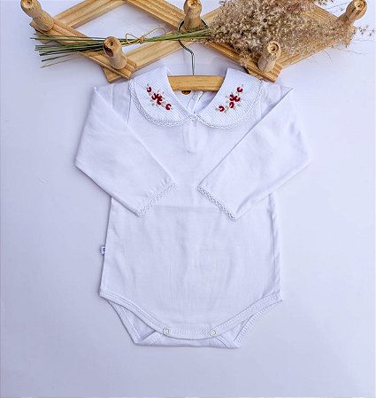 Body (Bodie) Gola Bordada Flowers Flores para Meninas