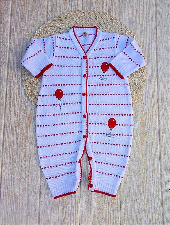 Macacão Tricô Bebê Menino e Menina Balões