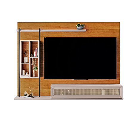 Painel com Suporte para TV até 60 Polegadas Autêntico JCM Cinamomo / Off White