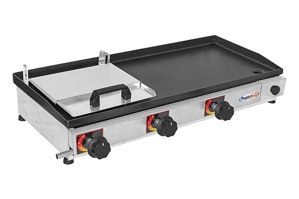 Chapa gás 70x30Cm Premium com prensa Pratic Metal