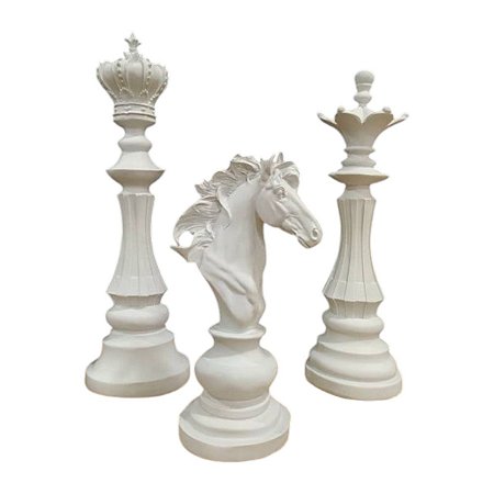 Trio Xadrez Decorativo Branco