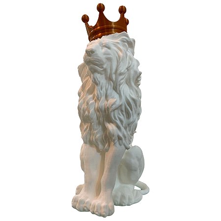 Leão com Coroa Decorativo Branco