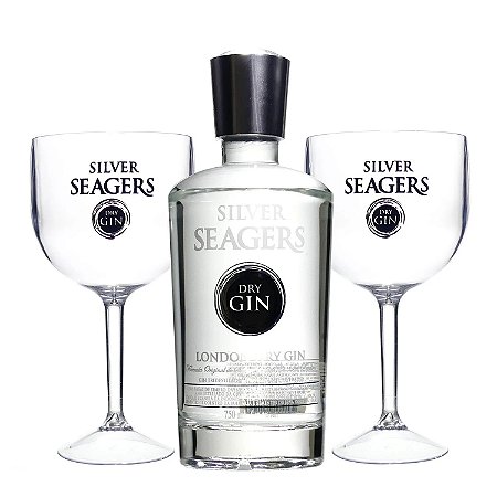 Gin Silver Seagers London Dry 750ml c/ Kit Taças