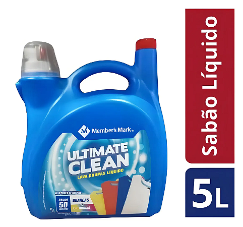 Member's Mark Ultimate Clean Sabao Liquido Galão com Bico Dosador Líquido - Galão - 5 L - 5 kg - Unidade.