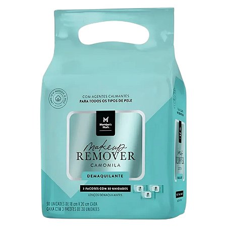 Lenço Demaquilante Remove Camomila Member's Mark Com 90 Unidades.