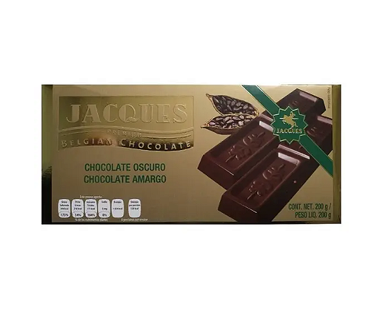 Barra Chocolate Premium Belga Amargo Jacques 200 Gramas