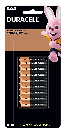 Pilha alcalina aaa pequena Duracell com 16 unidades