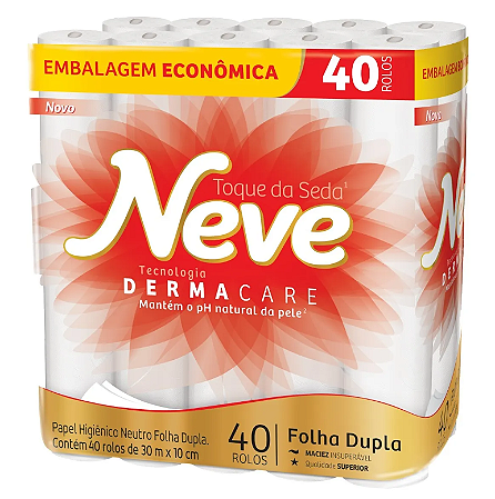 Papel higiênico Neve Toque da Seda folha dupla 40 unidades de 30 metros